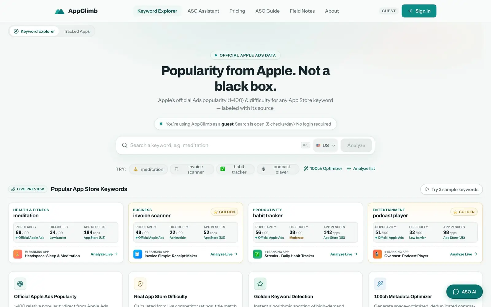 AppClimb — Ekran 1