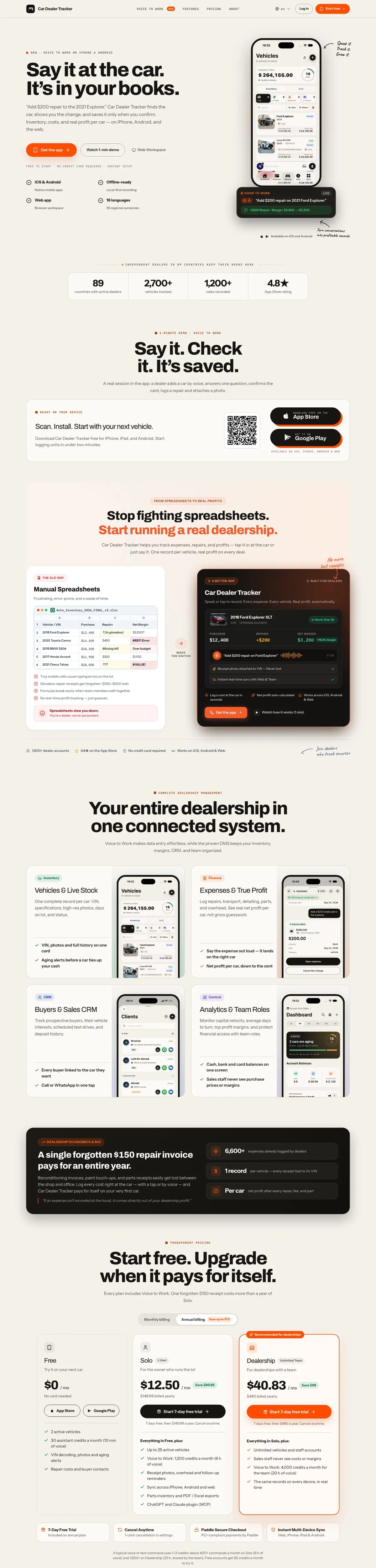 Car Dealer Tracker — Ekran 2